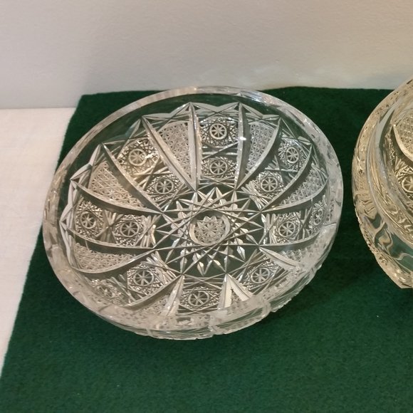 Vintage Cut Clear Crystal Glass Candy Dish Bowl With Lid - Picture 3 of 12